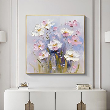 花語 手繪花卉裝飾畫肌理抽象畫餐廳客廳掛畫現代田園風治癒風