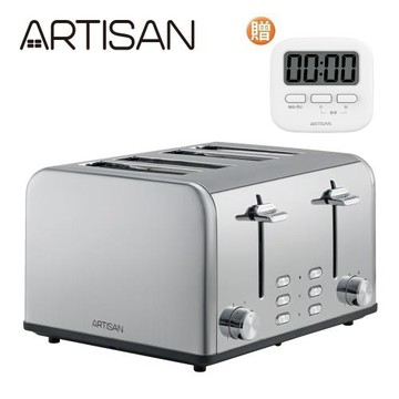 送計時器↘ARTISAN奧堤森 不鏽鋼厚薄四片烤麵包機 TT4001