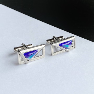 Space【Sapphire藍寶石】景泰藍袖扣袖扣純銀有線景泰藍