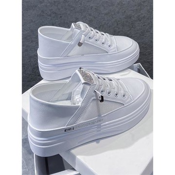 套腳兩穿內增高小白鞋女厚底6CM女鞋百搭夏季網面休閑ins運動板鞋