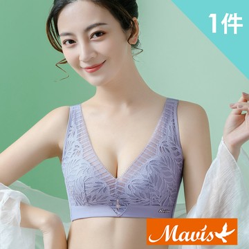 【Mevels 瑪薇絲】 1件組 鏤空蕾絲抗菌乳膠透氣無鋼圈內衣