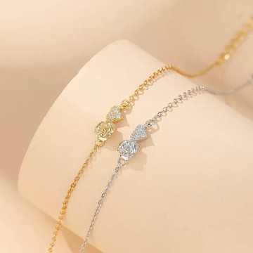 Sweet Air D2604 日韓流行時尚 雜誌推薦款 玫瑰花鋯石愛心造型 手環 手鍊