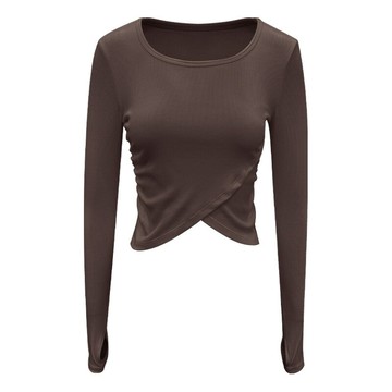 【巴黎精品】現貨+預購 瑜珈服長袖運動服運動上衣跑步背心修身顯瘦瑜伽服-針織緊身健身短款女上衣4色v1ax1