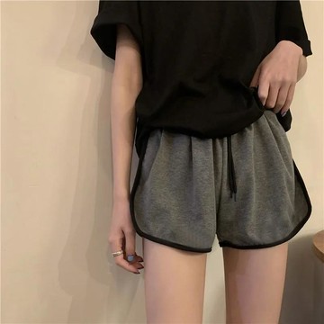 韓國兩條槓休閒運動短褲女夏季時尚百搭寬鬆顯瘦韓版闊腿跑步熱褲瘦款真理褲 短褲 棉褲 休閒短褲 運動短褲 居家短褲