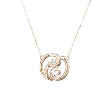 鑽石金項鍊 漩渦黃金項鍊 立體波浪墜子鎖骨鍊 四月誕生石輕珠寶