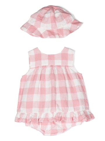 Ralph Lauren Kids - gingham-check two-piece set - kids - Linen/Flax/Cotton - 12 mth - Pink