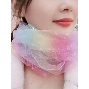 女團風仙女風春秋季冬季粉嫩清新粉紫漸變色柔軟圍巾絲巾披肩