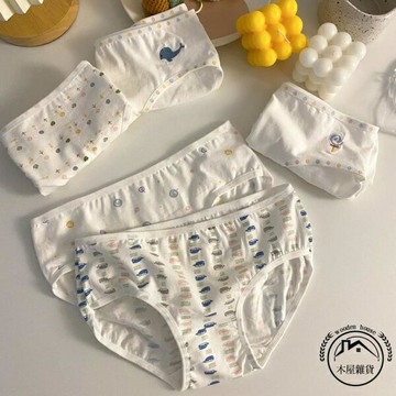 內褲女士秋季薄款純棉抗菌全棉襠中腰可愛日系少女透氣三角短褲頭【木屋雜貨】