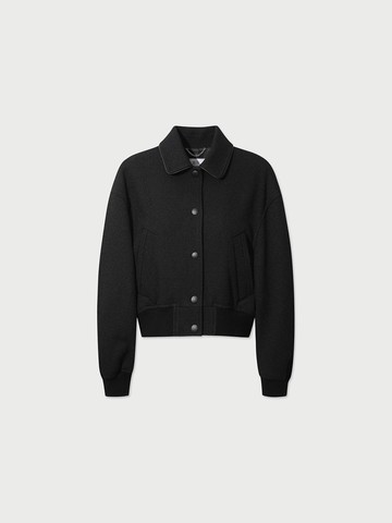 Varsity Style Textured Stand Collar Jacket (ILUAS25702BKX)