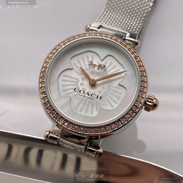 [星晴錶業]COACH手錶,26mm,CH00130白色錶面玫瑰金錶殼銀色米蘭錶帶款