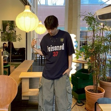 【PAGANS STORE】韓國 復古 美式 街頭 Poisoned 37 剝落 斑駁 字體 印花 短袖 短Tee