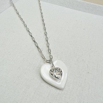 Timeless 白瓷純銀項鏈 Heart to Heart 聖誕 派對 禮物 包裝
