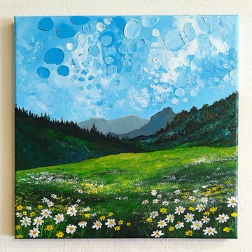 風景畫雛菊藝術野花藝術品牆面裝飾