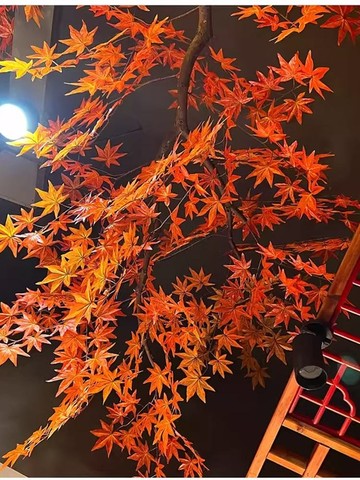 【新店熱銷】仿真假紅楓樹枝樹葉綠楓樹飯店火鍋奶茶店鋪櫥窗吊頂裝飾掛壁布置
