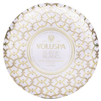 【Voluspa】3個燈芯裝飾錫芳香蠟燭 -Suede Blanc