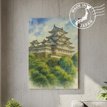 日本製帆布畫・姬路城・日本風景・送禮、擺設、裝飾