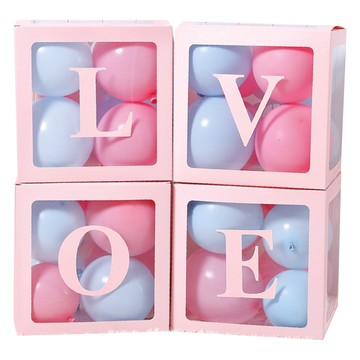 氣球盒子 LOVE 求婚/告白/驚喜  粉色含字  1組