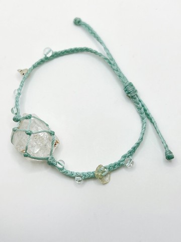 紅泥骸骨水晶原礦手工蠟繩編織手環