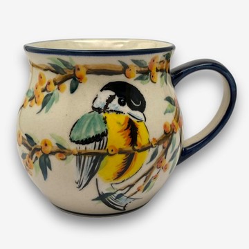 波蘭手繪手工陶-胖胖杯 350ml 珍藏彩雀系列 設計師款
