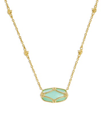 Kendra Scott Elisa Lattice Framed Mother Of Pearl Pendant Necklace in 14K Gold Plated, 19