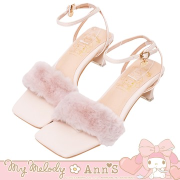 🖤開學專區最高折$699🖤My melody X Ann’S美樂蒂日系派對 舒適低跟毛毛一字涼鞋4cm-粉