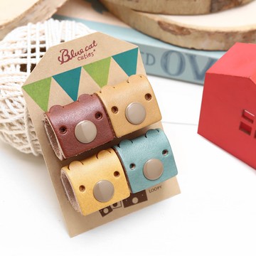 咖啡綜合 常見的Tinny 真皮革手工集線器(四入一組)