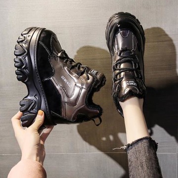 內增高老爹鞋女2024秋冬新款ins潮百搭小個子厚底松糕休閑運動鞋