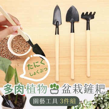 【台灣現貨】〈大利屋〉園藝鏟耙工具多肉植物盆栽3件組 鏟子 耙子 園藝盆栽 迷你園藝工具 鏟耙 鬆土工具 多肉植物工具