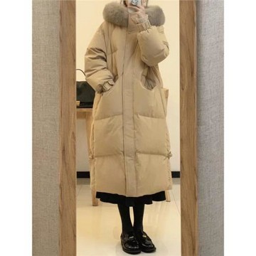 香謝頌大毛領羽絨棉服女2025冬季新款加厚棉襖外套中長款寬松棉衣