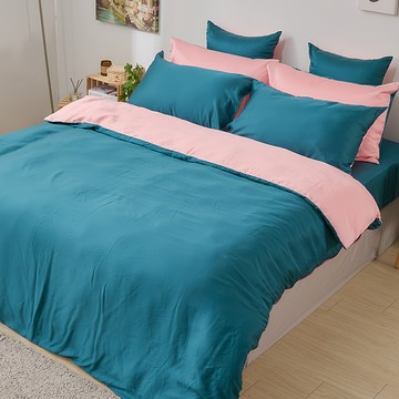永恆系列 60支素色天絲  床包 + 被套 + 枕套組  雙人  孔雀藍