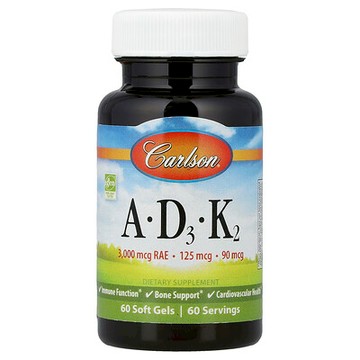 Carlson, 維生素 A - D3 - K2，60 粒軟膠囊