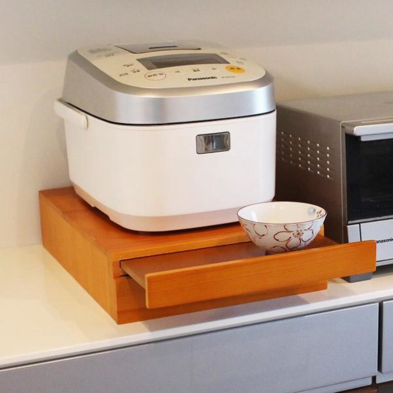 木製　炊飯器ラック　スライドテーブル木製 キッチン収納 Amazon.co.jp: スライドテーブル キッチンスライドレール 炊飯器