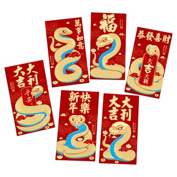 新年金蔥磨砂創意紅包袋 9x17cm  6個