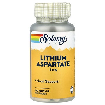 Solaray, 天冬氨酸鋰，5 毫克，100 粒素食膠囊