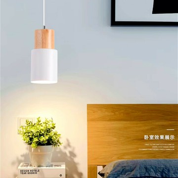 現代吊燈北歐線吊燈木鐵七彩LED吊燈餐廳咖啡臥室E27室內燈