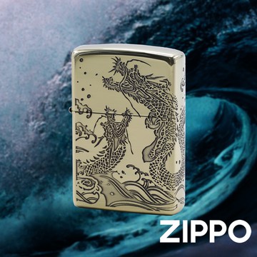 ZIPPO 雙海龍紋(金)防風打火機 日本設計 官方正版 現貨 限量 禮物 送禮 終身保固 ZA-3-39A
