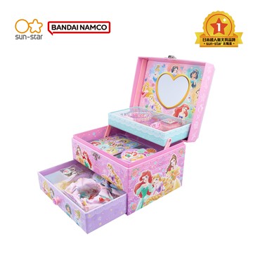 日本 SUN-STAR - 夢幻可提三層收納珠寶盒-迪士尼公主