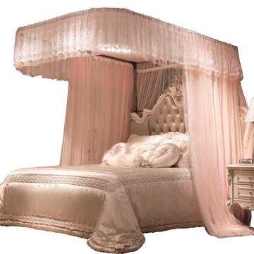 落地蚊帳 導軌蚊帳U形U型軌道家用新款落地2米床公主宮廷支架2021年雙軌道『XY18446』