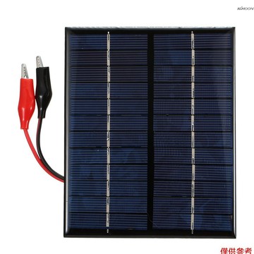 2W 12V多晶硅太陽能滴膠板電池板+老虎夾子