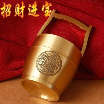 臺灣出貨📣黃銅一桶金招財擺件聚寶盆聚財元寶家居客廳博古架風水裝飾工藝品