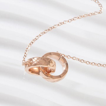 [925純銀]菱格世代菱格雙環項鍊【SL960】-玫瑰金
