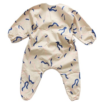 Soave 頂級Larva幼兒全身美術畫袍與防水收納袋套組  L  米色