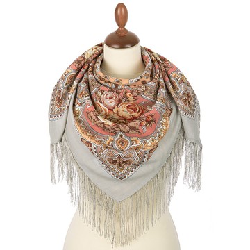 正品 Павлово Посад 俄羅斯披肩圍巾 柔軟 100% 羊毛 89x89 公分 1841-2