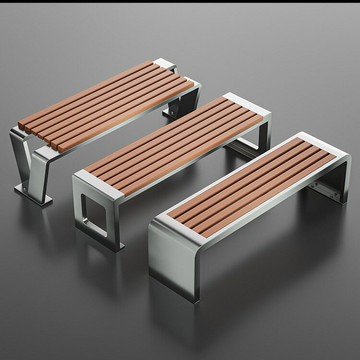 不銹鋼公園椅戶外長椅庭院小區長條凳子室外防腐木塑木休閑長凳