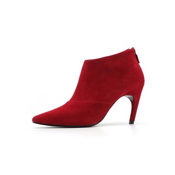 vi 羊猄羊皮里尖頭細跟后拉鏈時尚高跟短靴 ZK2012009