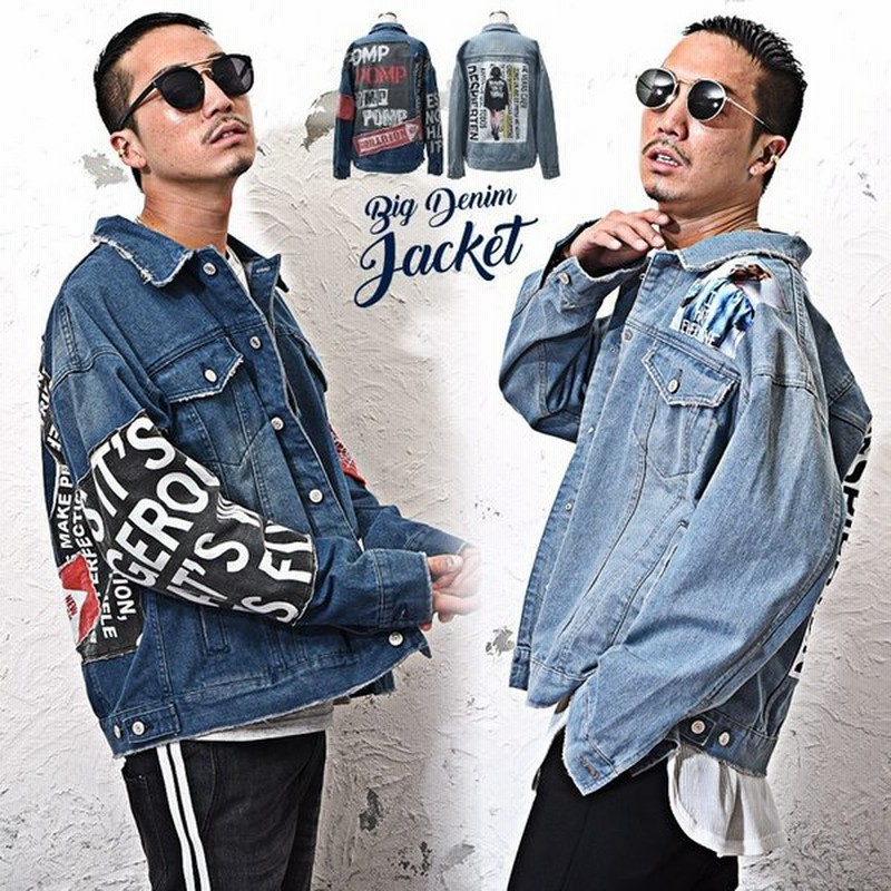 ジャケット メンズ デニム Gジャン ワッペン フォト デニムジャケット ジージャン ビッグシルエット アウター 大きいサイズ ストリート系 通販 Lineポイント最大0 5 Get Lineショッピング