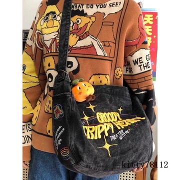 🔥熱賣🔥原創中古系列百搭牛仔女包大容量復古通勤包日系女包學生上課包潮