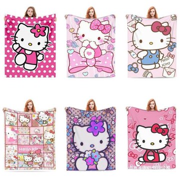 凱蒂貓毛毯凱蒂貓法蘭絨毛毯空調毯亞馬遜午睡蓋毯法蘭絨毯跨境款