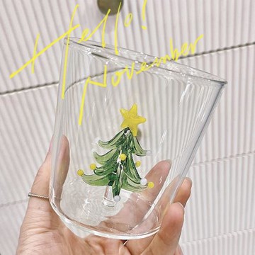 WOL HOME創意圣誕樹玻璃杯立體圣誕風水杯牛奶杯茶杯圣誕禮物杯子