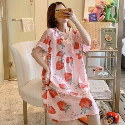 ヴィジョン ストリートウェア ネグリジェ レディース 春夏パジャマ 半袖ワンピース レション ロングネグリジェ もも柄 パジャマ可愛い ルームウェア 寝巻き 部屋着 ゆったり 通販 Lineポイント最大get Lineショッピング